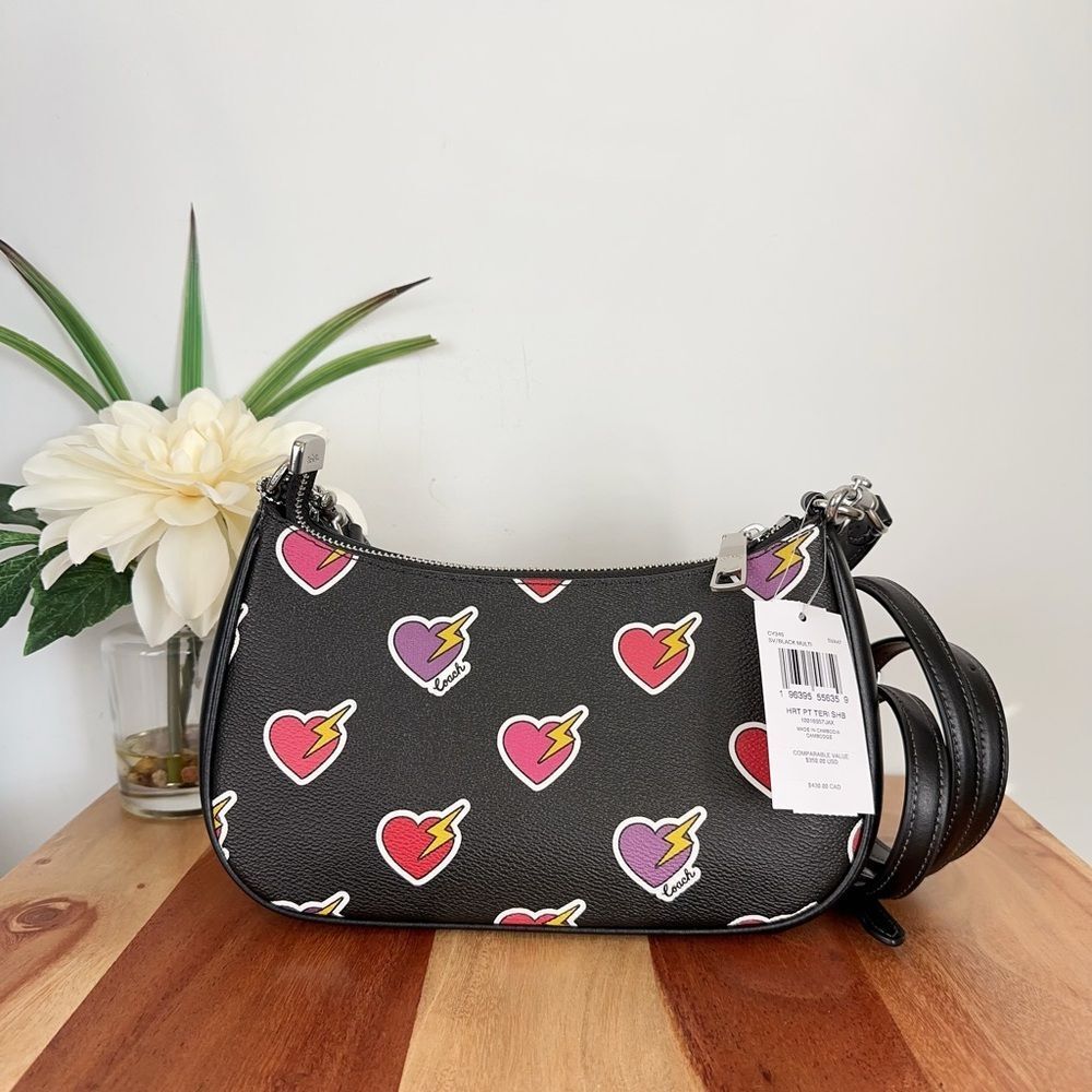 NWT Coach Teri Shoulder Bag With Heart Bolt Print - Picture 4 of 9